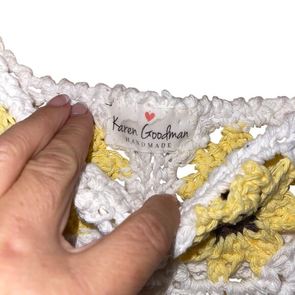 Karen Goodman Handmade Womens Tank Top Size Large Granny Square Sun Flower - Picture 2 of 6